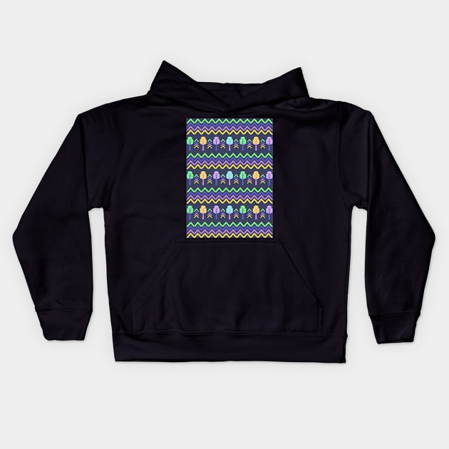 Nice ethnic pattern with trees and chevron Kids Hoodie by cocodes